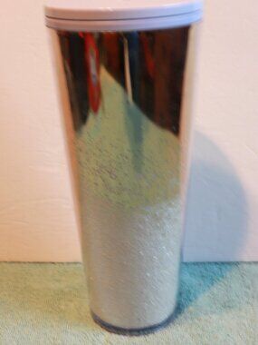 NWOT Gold And White Glittery Starbucks Tumbler No Straw